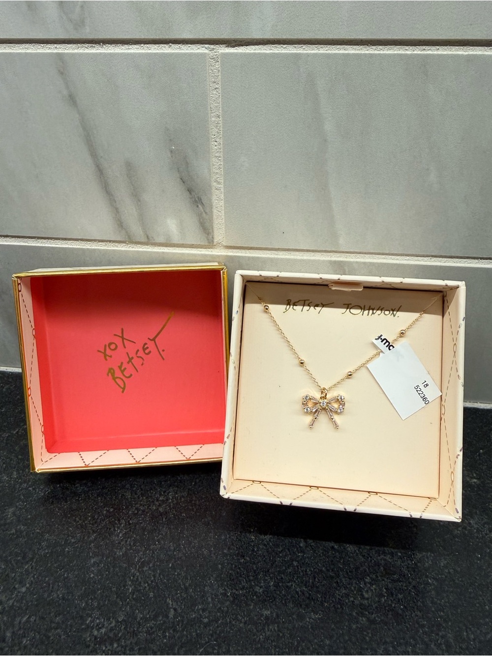 Betsey Johnson Gold-tone Bow Necklace with CZ Crystals